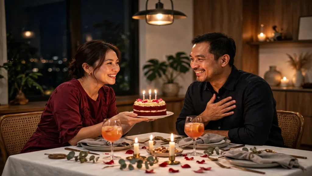 ucapan ulang tahun untuk suami — istri memberi kartu ucapan
